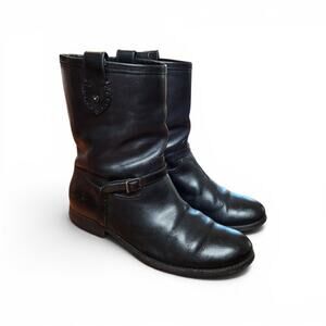Frye Lindsay Plate Short Womens Black Leather Casual Dress Boots, Sz 8